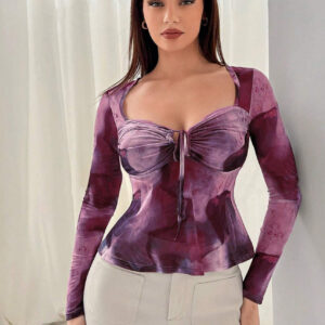 casual regular sleeves printed women purple top