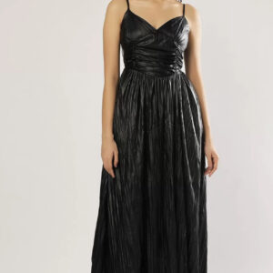 Women Leather Shoulder straps Maxi Dress