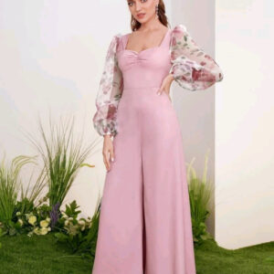 Floral Print pink colour , Solid Women Jumpsuit