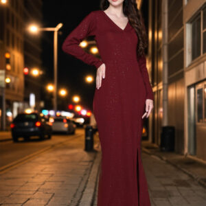 Women Bodycon Maroon Ankle Length Dress