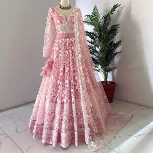 Light Pink Embroidered Designer Lehenga