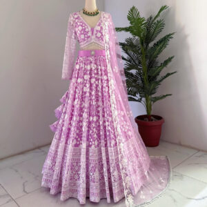 Light Purple Embroidered Designer Lehenga