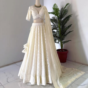 White Embroidered Designer Lehenga
